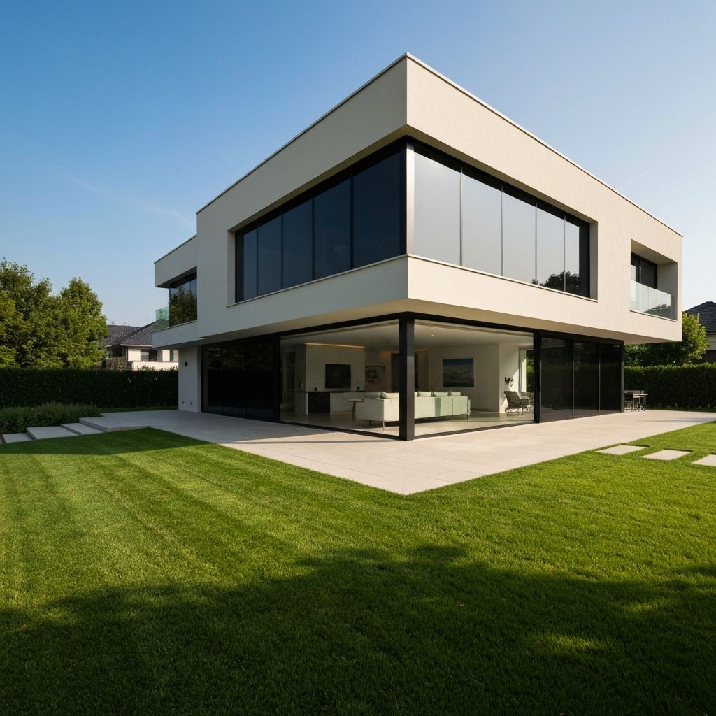 Modern home with tinted windows