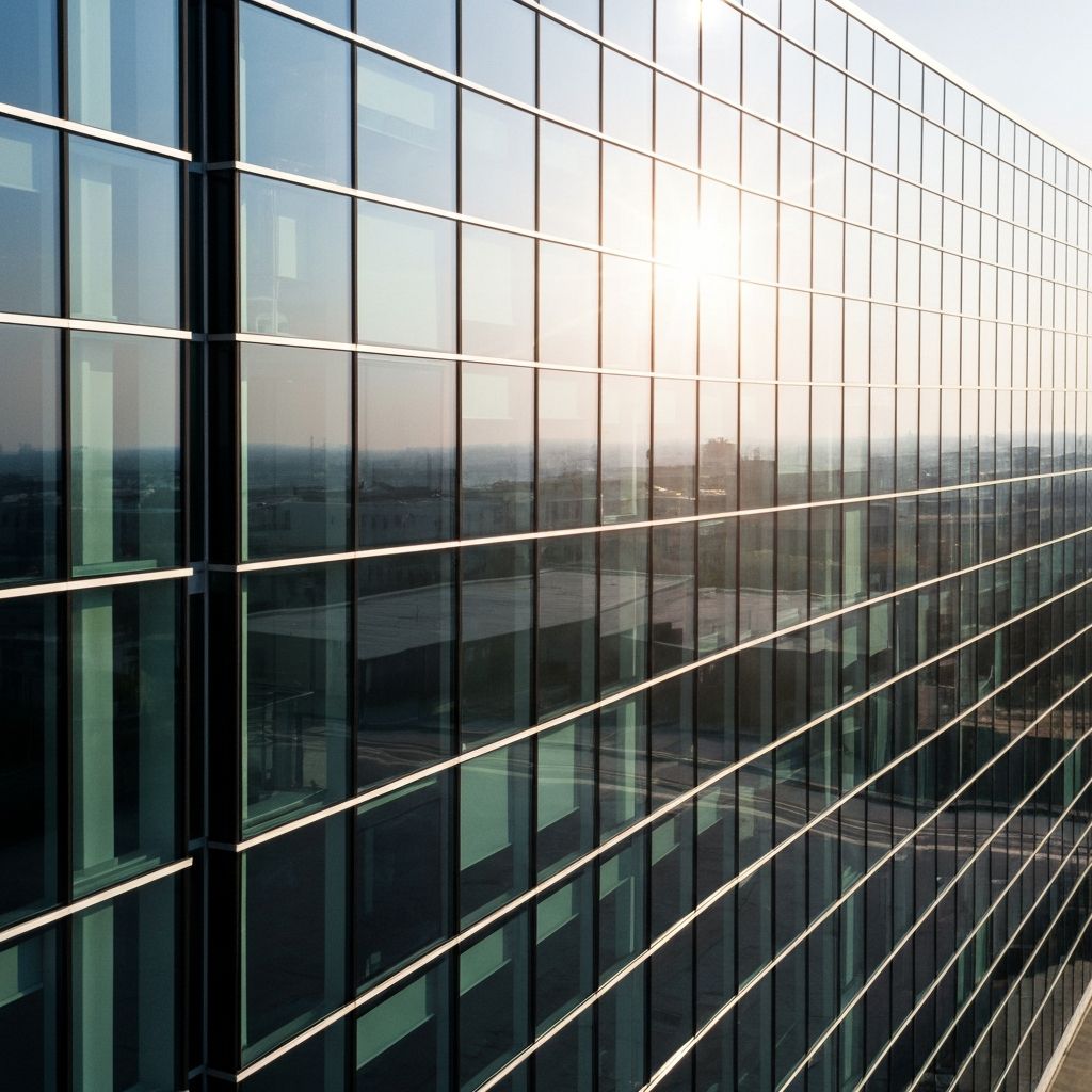 Solar window film on office building